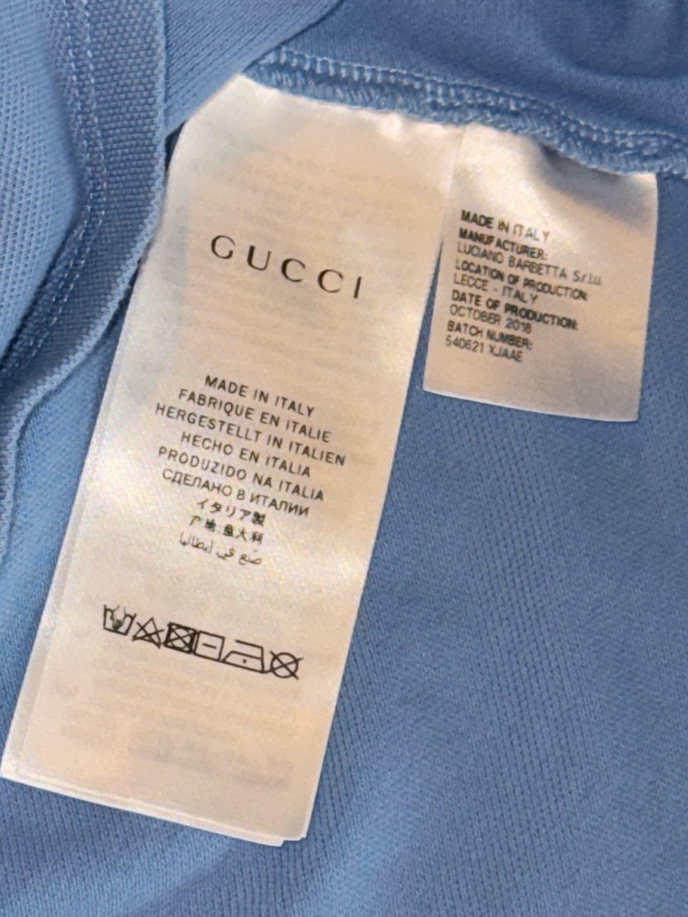 Gucci Kids Polo Bee Star Embroidered Light Blue Size 10 - Picture 4 of 9